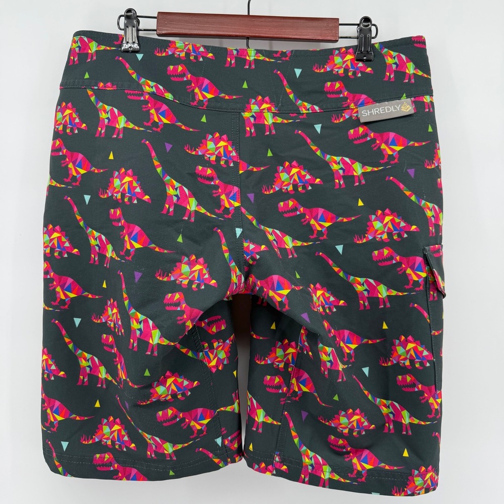Shredly Mountain Bike Shorts Womens 12 Black Multi Geometric Dinosaur MTB Cargo - Picture 4 of 12